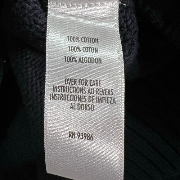 Casual Corner 100% Cotton Chunky Knit Sweater Floral American Flag Size XL Blue - Picture 4 of 7